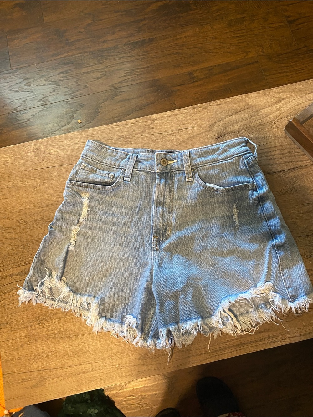 Hollister Light Blue Distressed Denim Shorts